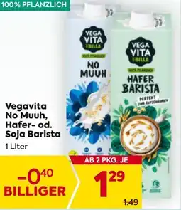 Billa Vegavita No Muuh, Hafer od. Soja Barista Angebot