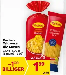 Billa Recheis Teigwaren Angebot