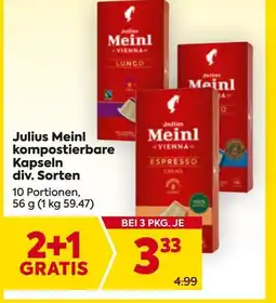 Billa Julius Meinl kompostierbare Kapseln Angebot