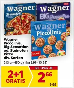 Billa Wagner Piccolinis Big Sensation od. Steinofen Pizza Angebot