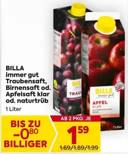Billa BILLA immer gut Traubensaft, Birnensaft od. Apfelsaft klar od. naturtrüb Angebot