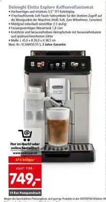 Interspar Delonghi Eletta Explore Kaffeevollautomat Angebot