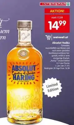 Interspar Absolut Vodka Angebot