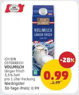 PENNY Vollmilch länger frisch Angebot