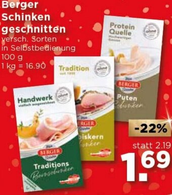 Unimarkt Berger Schinken Geschnitten 100g Angebot