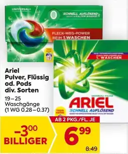 Billa Ariel Pulver, Flüssig od. Pods Angebot