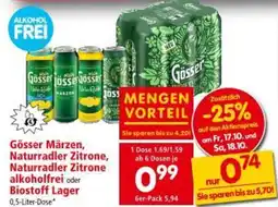 Interspar Gösser Märzen, Naturradler Zitrone, Naturradler Zitrone alkoholfrei oder Biostoff Lager Angebot