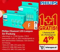 Interspar Philips Filament LED-Lampen Angebot