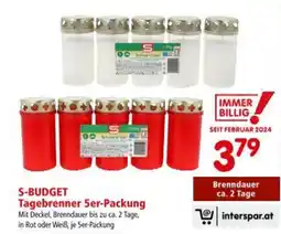 Interspar S-BUDGET Tagebrenner Angebot