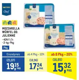 Metro Mozzarella würfel od. julienne Angebot