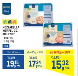 Metro Mozzarella würfel od. julienne Angebot