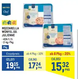 Metro Mozzarella würfel od. julienne Angebot