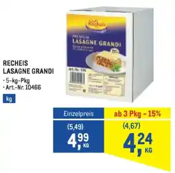 Metro Recheis lasagne grandi Angebot