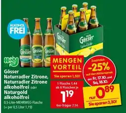 Interspar Gösser Naturradler Zitrone, Naturradler Zitrone alkoholfrei oder Naturgold alkoholfrei Angebot