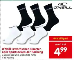 Interspar O'Neill Erwachsenen-Quarter- oder Sportsocken 3er-Packung Angebot