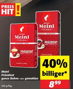 Nah&Frisch Meinl präsident ganze bohne oder gemahlen Angebot