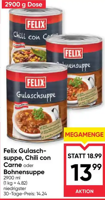 Felix gulasch- suppe, chili con carne oder bohnensuppe