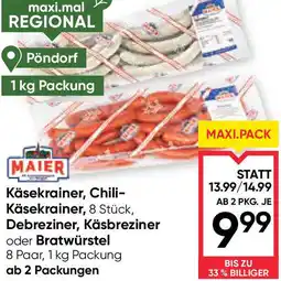 Maximarkt Käsekrainer, chili- käsekrainer Angebot