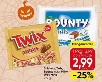 Spar Snickers, Twix, Bounty oder Milky Way Minis Angebot