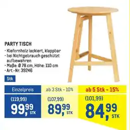 Metro Party tisch Angebot