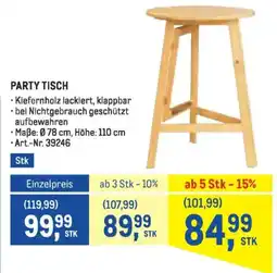 Metro Party tisch Angebot