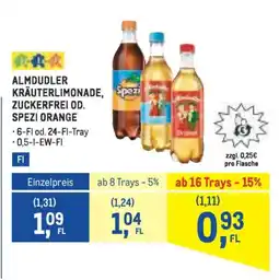 Metro Almdudler kräuterlimonade, zuckerfrei od. spezi orange Angebot