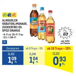 Metro Almdudler kräuterlimonade, zuckerfrei od. spezi orange Angebot