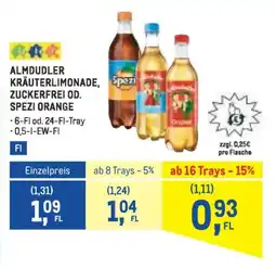 Metro Almdudler kräuterlimonade, zuckerfrei od. spezi orange Angebot