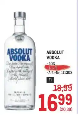 Metro Absolut vodka Angebot