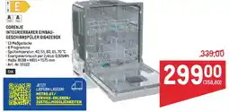 Metro GORENJE INTEGRIERBARER EINBAU GESCHIRRSPÜLER Angebot
