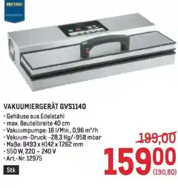 Metro Vakuumiergerät gvs1140 Angebot