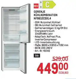 Metro Gorenje kühlkombination nfb612csxl4 Angebot