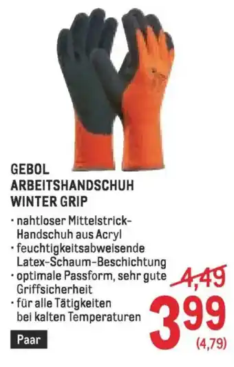 Metro Gebol arbeitshandschuh winter grip Angebot