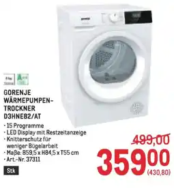 Metro Gorenje wärmepumpen trockner d3hne82/at Angebot