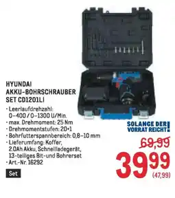 Metro Hyundai akku bohrschrauber set cd1201li Angebot