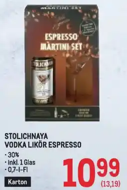 Metro Stolichnaya Vodka Likör Espresso Angebot