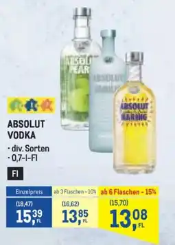 Metro Absolut Vodka Angebot