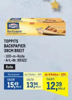 Metro Toppits backpapier Angebot