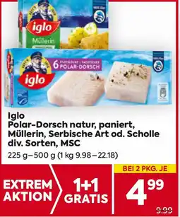 Billa Iglo Polar-Dorsch natur, paniert, Müllerin, Serbische Art od. Scholle Angebot
