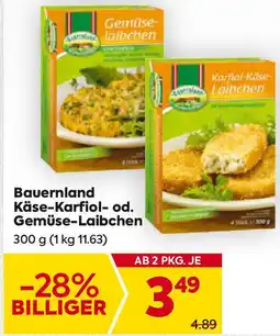 Billa Bauernland käse-karfiol- od. gemüse-laibchen Angebot