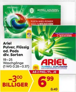Billa Ariel Pulver, Flüssig od. Pods Angebot