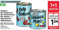 Maximarkt Südobst bio-berglinsen, bio-kichererbsen, bio-weisse oder rote bohnen, käferbohnen 400 g oder jetzt neu: bio-sonnenmais Angebot