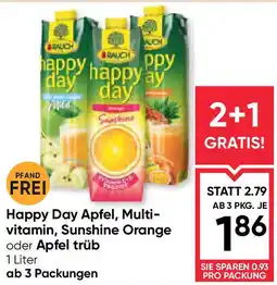 Maximarkt Happy Day Apfel, Multi- vitamin, Sunshine Orange oder Apfel trüb Angebot