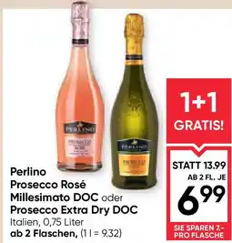 Maximarkt Perlino prosecco rosé millesimato doc oder prosecco extra dry doc Angebot