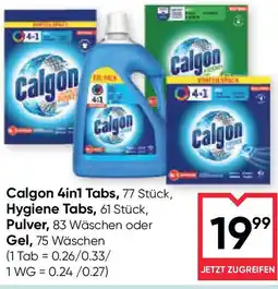 Maximarkt Calgon 4in1 tabs, 77 stück, hygiene tabs, 61 stück, pulver, 83 wäschen oder gel, 75 wäschen Angebot