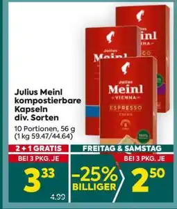 Billa Julius Meinl kompostierbare Kapseln div. Sorten Angebot