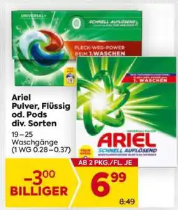 Billa Ariel Pulver, Flüssig od. Pods div. Sorten Angebot