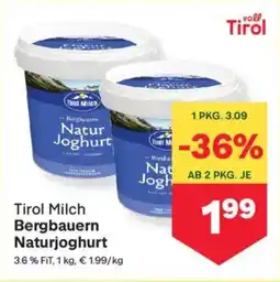 MPreis Tirol Milch Bergbauern Naturjoghurt Angebot