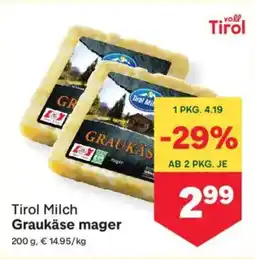MPreis Tirol Milch Graukäse mager Angebot