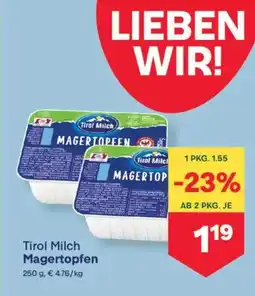 MPreis Tirol Milch Magertopfen Angebot